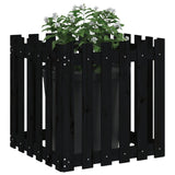 NNEVL Garden Planter with Fence Design Black 60x60x60 cm Solid Wood Pine