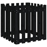 NNEVL Garden Planter with Fence Design Black 60x60x60 cm Solid Wood Pine