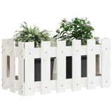 NNEVL Garden Planter with Fence Design White 60x30x30 cm Solid Wood Pine