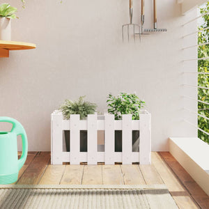 NNEVL Garden Planter with Fence Design White 60x30x30 cm Solid Wood Pine