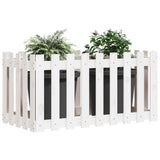NNEVL Garden Raised Bed with Fence Design White 100x50x50 cm Solid Wood Pine