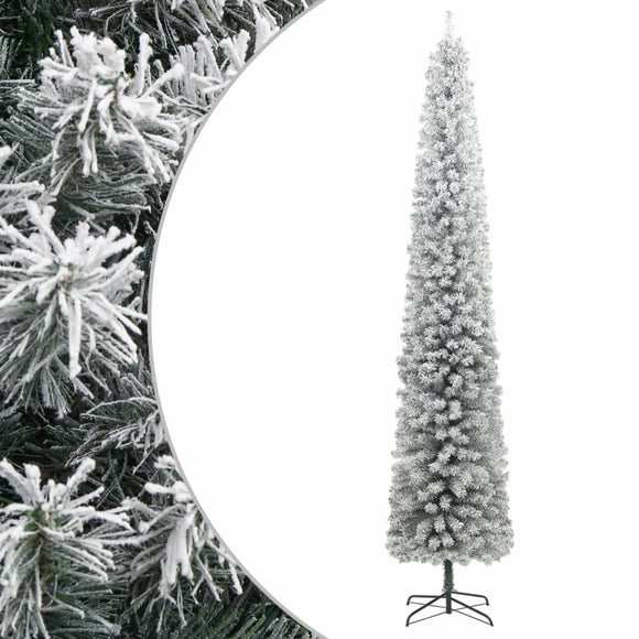 NNEVL Slim Christmas Tree with Stand and Flocked Snow 270 cm PVC