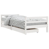 NNEVL Kids Bed Frame with Drawers White 90x190 cm Solid Wood Pine