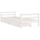 NNEVL Kids Bed Frame with Drawers White 90x190 cm Solid Wood Pine