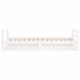 NNEVL Kids Bed Frame with Drawers White 90x190 cm Solid Wood Pine