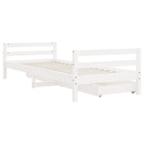 NNEVL Kids Bed Frame with Drawers White 90x190 cm Solid Wood Pine