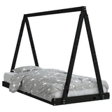 NNEVL Kids Bed Frame Black 90x190 cm Solid Wood Pine