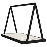 NNEVL Kids Bed Frame Black 90x190 cm Solid Wood Pine