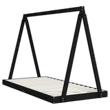 NNEVL Kids Bed Frame Black 90x190 cm Solid Wood Pine