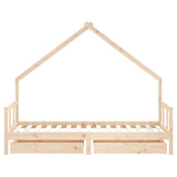 NNEVL Kids Bed Frame with Drawers 90x190 cm Solid Wood Pine