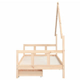 NNEVL Kids Bed Frame with Drawers 90x190 cm Solid Wood Pine