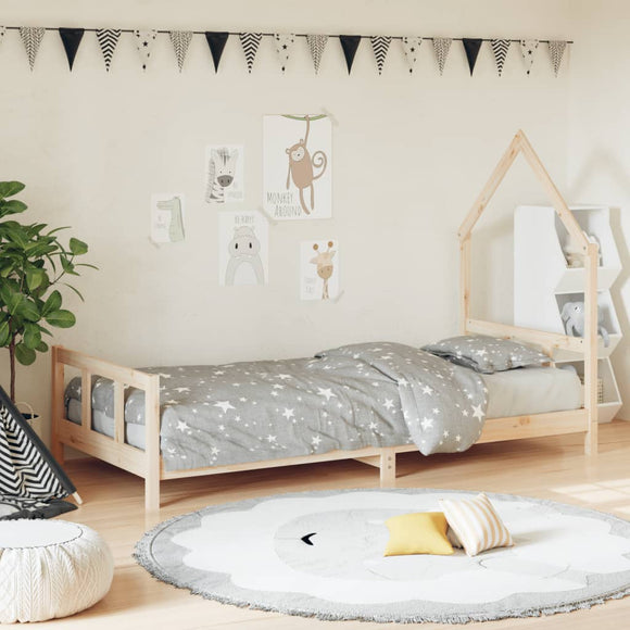 NNEVL Kids Bed Frame 92x187 cm Single Solid Wood Pine