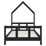 NNEVL Kids Bed Frame Black 92x187 cm Single Solid Wood Pine