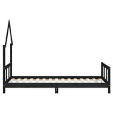 NNEVL Kids Bed Frame Black 92x187 cm Single Solid Wood Pine