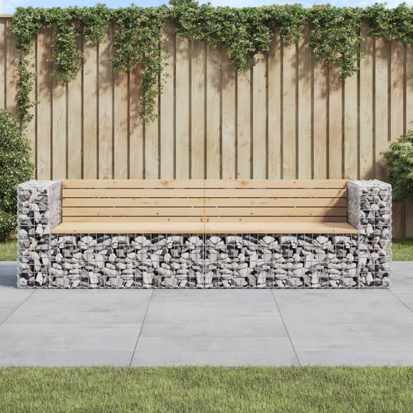 NNEVL Garden Bench Gabion Design 244x71x65.5 cm Solid Wood Pine