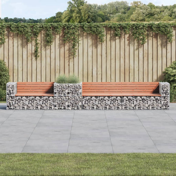 NNEVL Garden Bench with Gabion Basket Solid Wood Douglas