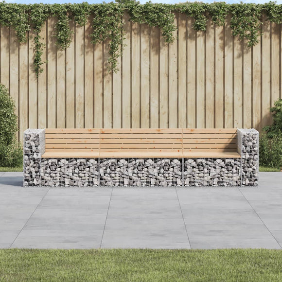 NNEVL Garden Bench Gabion Design 287x71x65.5 cm Solid Wood Pine