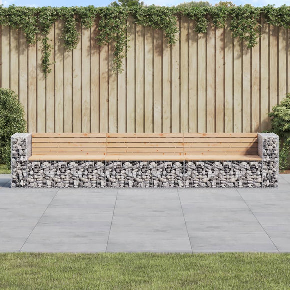NNEVL Garden Bench Gabion Design 347x71x65.5 cm Solid Wood Pine