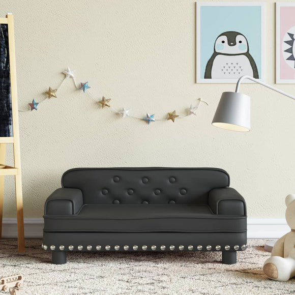 NNEVL Kids Sofa Black 70x45x30 cm Faux Leather