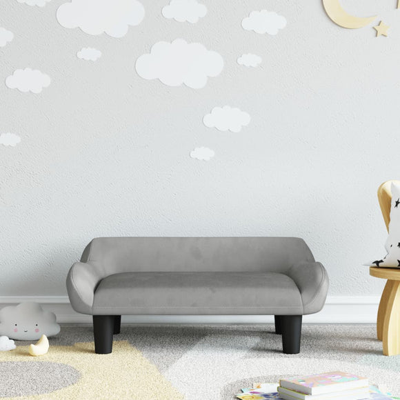 NNEVL Kids Sofa Light Grey 70x40x24 cm Velvet