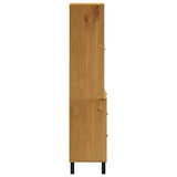 NNEVL Highboard with Glass Doors FLAM 80x40x180 cm Solid Wood Pine