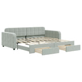 NNEVL Daybed with Trundle and Drawers Light Grey 90x190 cm Velvet