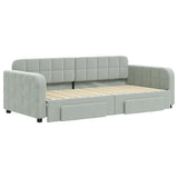 NNEVL Daybed with Trundle and Drawers Light Grey 90x190 cm Velvet