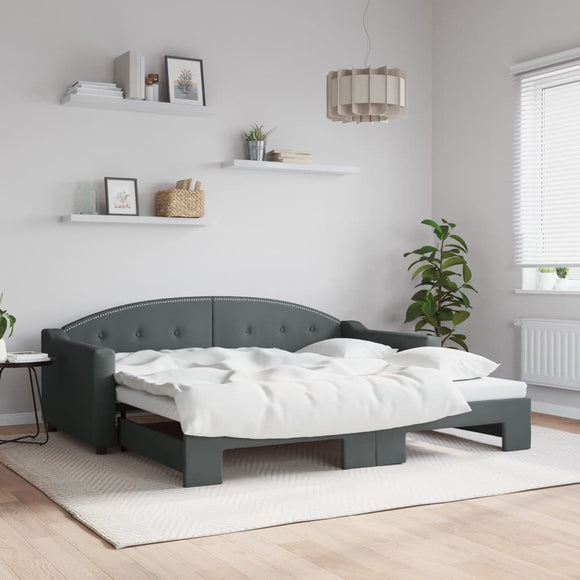 NNEVL Daybed with Trundle Dark Grey 90x190 cm Fabric