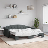 NNEVL Daybed with Trundle Dark Grey 90x190 cm Fabric