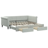 NNEVL Daybed with Trundle and Drawers Light Grey 90x190 cm Velvet