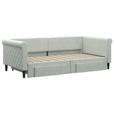 NNEVL Daybed with Trundle and Drawers Light Grey 90x190 cm Velvet