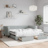 NNEVL Daybed with Trundle and Drawers Light Grey 90x190 cm Velvet