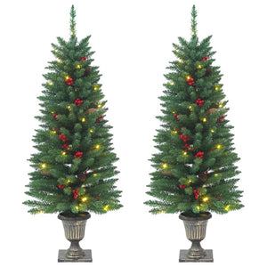 NNEVL Artificial Christmas Trees 2 pcs 100 LEDs Green 120 cm