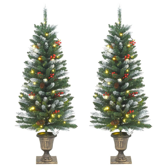 NNEVL Artificial Christmas Trees 2 pcs 100 LEDs Green and White 120 cm