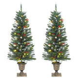 NNEVL Artificial Christmas Trees 2 pcs 100 LEDs Green and White 120 cm