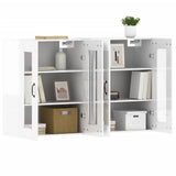 NNEVL Wall Mounted Cabinets 2 pcs High Gloss White Engineered Wood