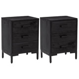 NNEVL Bedside Cabinets 2 pcs Black 36x30x54 cm Solid Wood Pine