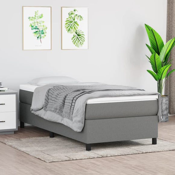 NNEVL Box Spring Bed with Mattress Dark Grey 107x203 cm King Single Fabric