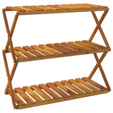 NNEVL 3-Tier Folding Shelf Brown 70x31x63 cm Solid Wood Acacia