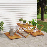 NNEVL 3-Tier Folding Shelf Brown 70x31x63 cm Solid Wood Acacia