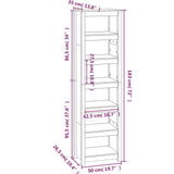 NNEVL Book Cabinet 50x35x183 cm Solid Wood Pine