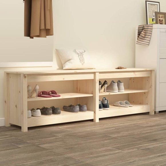 NNEVL Shoe Bench 160x36.5x50 cm Solid Wood Pine