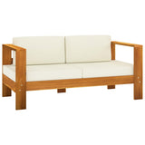 NNEVL 3 Piece Garden Lounge Set with Cream White Cushions Solid Wood