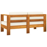 NNEVL 3 Piece Garden Lounge Set with Cream White Cushions Solid Wood