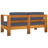 NNEVL 3 Piece Garden Lounge Set with Dark Grey Cushions Solid Wood