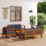 NNEVL 5 Piece Garden Lounge Set with Dark Grey Cushions Solid Wood