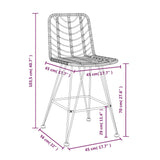 NNEVL Bar Stools 2 pcs Black 45x56x103.5 cm PE Rattan and Steel