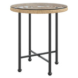 NNEVL Dining Table Ø50 cm Tempered Glass and Steel