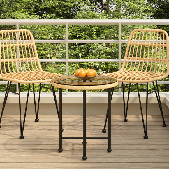 NNEVL Dining Table Ø50 cm Tempered Glass and Steel