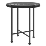NNEVL Dining Table Black Ø50 cm Tempered Glass and Steel